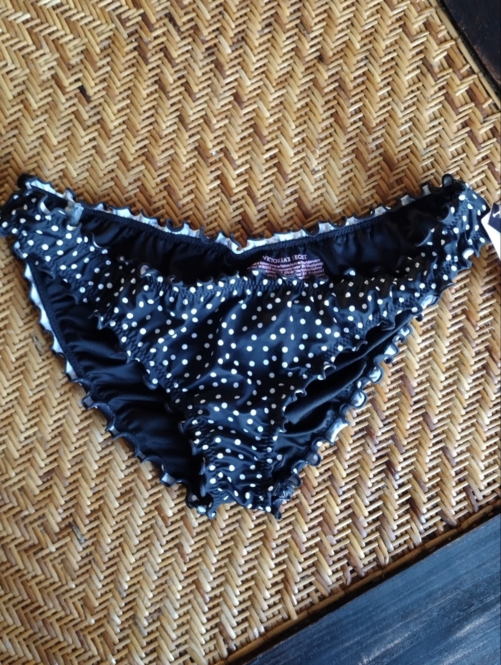 Victoria's Secret Black & White Polka Dot Bikini Bottoms